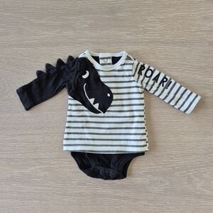 Newborn Baby Carter's Black and White Dinosaur Bodysuit